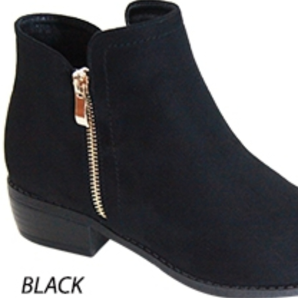 WOMENS SIDE ZIP FAUX SUEDE ANKLE BOOTIES